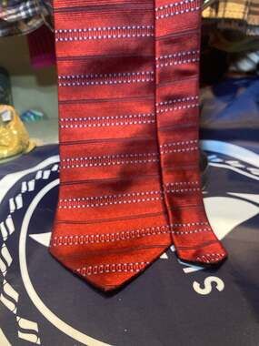 Tommy Hilfiger Red Striped Textured Silk Necktie